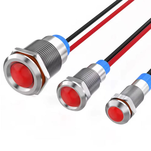 6mm LED Metal Indicator Light Waterproof Signal Lamp with Wire 6V 12V 24V 220V