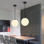 Frosted Acrylic Ball Pendant Light Milky White E27 8-35cm 100cm Cord AC 110-240V Scandinavian