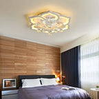 Modern Crystal LED Ceiling Chandelier 24W 48W 72W 110W G9 Three Color Switch Control White Petal 50cm to 105cm Living Room Bedroom Kitchen AC 90-260V