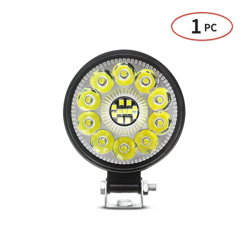 3-Inch 63W LED Work Light IP67 DC 9-32V Spot 30° Flood 60° 6300lm 6000K Stainless Bracket