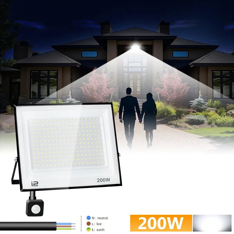 IP66 PIR Motion Sensor LED Flood Light 20W 30W 50W 70W 100W 150W 200W 300W Die Cast Aluminum 120 Degree AC 100-130V or 175-265V Garden