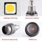 E27 COB LED Spotlight 5W 7W 10W 12W Adjustable Zoom 15-60 Degree 3 Colors AC 85-240V