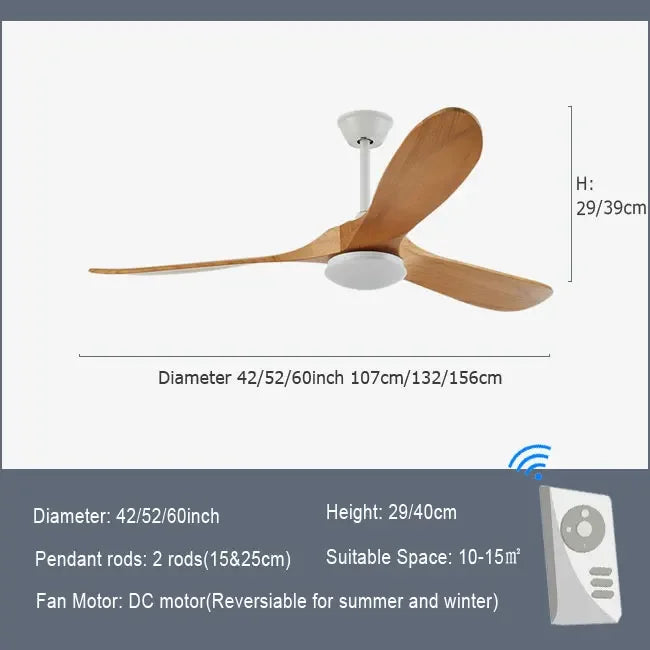 Modern Wooden Ceiling Fan Remote Control Light