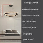 Modern Crystal LED Chandelier Stainless Steel Polished Cord Pendant Remote Control Dimmable AC 90-265V Villa Living Room Staircase