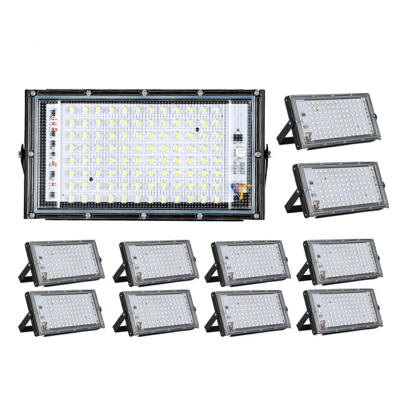 50W 100W IP65 LED Flood Light SMD2835 CRI 85+ 180° AC 110V 220V Warm Cool White 4-Pack