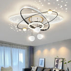 Modern Oval LED Pendant Chandelier Iron Acrylic Black Gold White Dimmable Remote AC 85-265V