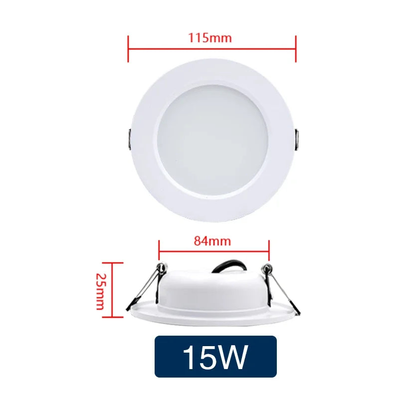 LED Recessed Downlight 5W 9W 12W 15W 18W Epistar DC12V DC24V AC110-220V 120° 2-Year