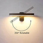 PIR Motion Sensor LED Wall Lamp IP65 340° Rotatable 20-50cm Warm White AC 85-265V Black