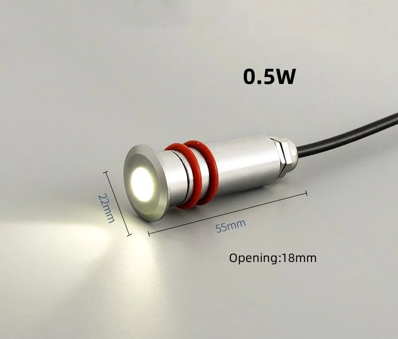 Mini IP68 LED Underwater Spotlight Stainless Steel DC 12-24V RGB 7-Color Auto Pool Garden