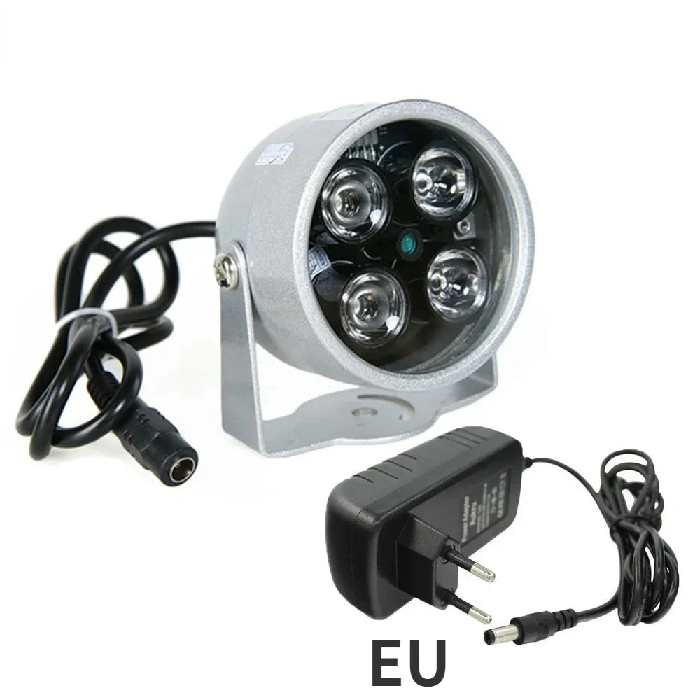4-Array IR LED Illuminator CCTV Night Vision 10-40m Auto Sensor DC 12V Waterproof 60x55x75mm
