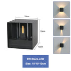 IP65 LED Wall Lamp 6W 12W Aluminum Clear Glass Up and Down AC 90-260V Indoor Outdoor Waterproof Black White Gray