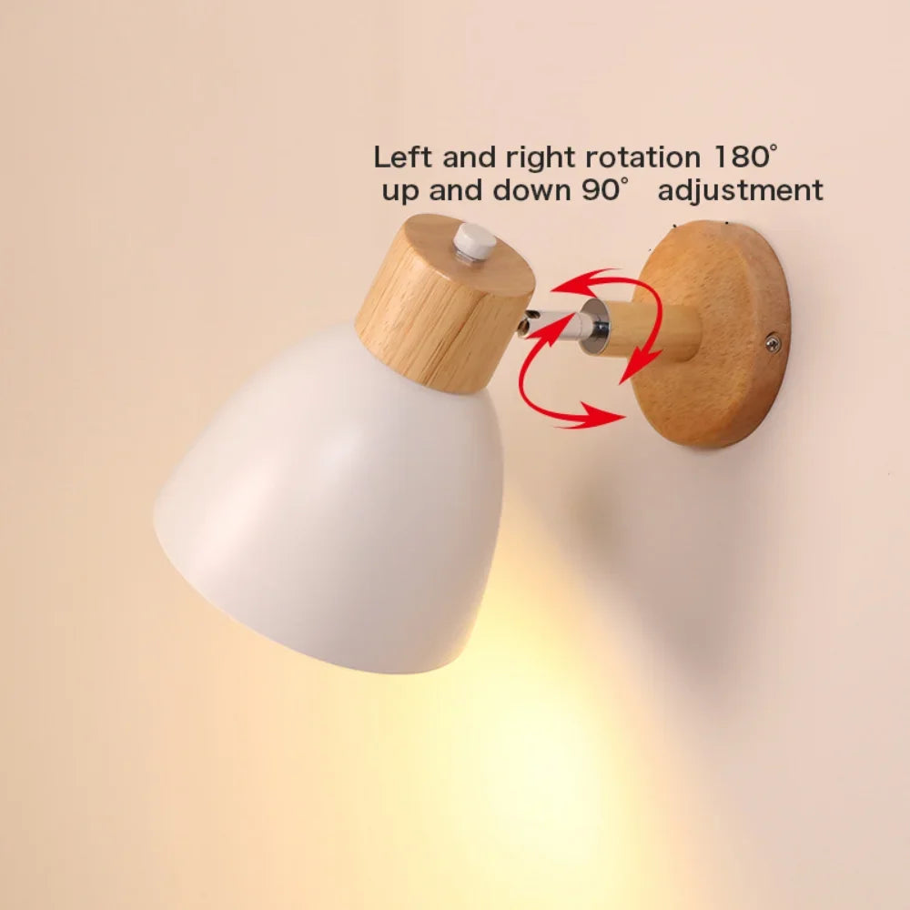 Nordic E26 E27 Wall Sconce Adjustable Steering Head 6 Colors Knob Switch 90-260V Bedroom Living Room