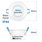 GU10 MR16 IP44 Recessed Ceiling Spotlight Mount Frame D83mm 68mm Cutout White Black Nickel