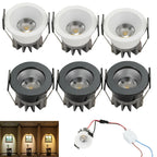 5-Pack 3W Mini COB LED Recessed Downlight 30° 280-350lm D40mm AC 85-265V Black White Driver