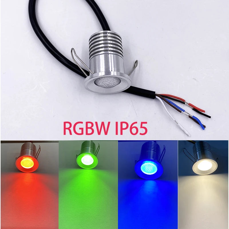 3W DC 12V Mini LED Recessed Spotlight IP65 PWM Dimmable 30° RGB RGBW WW NW CW 28mm Cutout