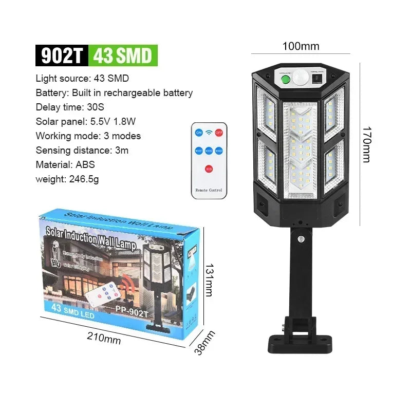 BALDR COB Solar LED Wall Light 1500lm 270° PIR 3-Mode Remote IP65 2200mAh 227x84mm