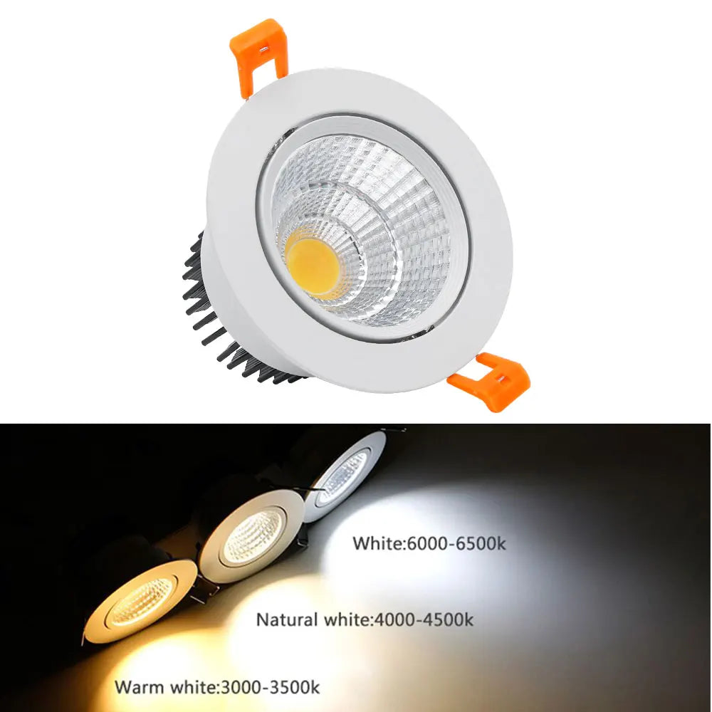 IP65 Waterproof COB LED Recessed Downlight 5W 7W 12W 15W CRI >90 Anti-Glare 85-265V