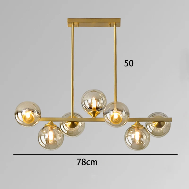 Modern Multi-Head Glass Pendant Chandelier 7 9 Heads 48W Ironware Dimmable AC 90-265V