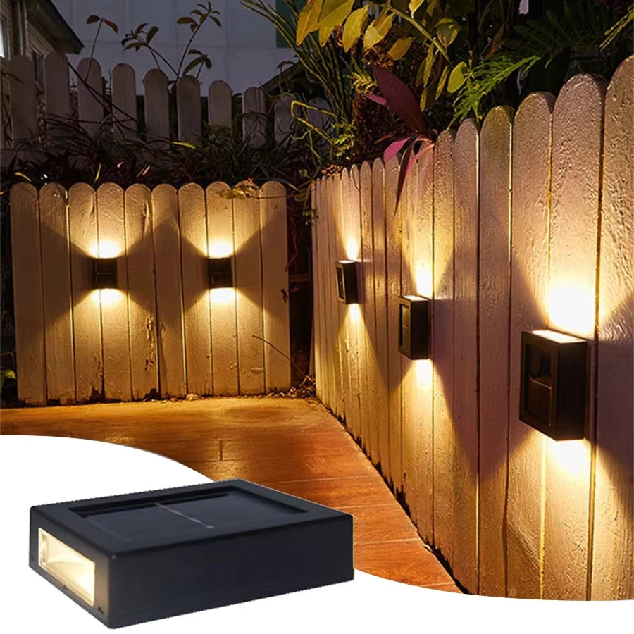 Solar LED Outdoor Wall Light Up and Down 2 or 6 LED IP65 Waterproof 600mAh Auto On/Off Warm White Cool White Garden Fence Stair Corridor