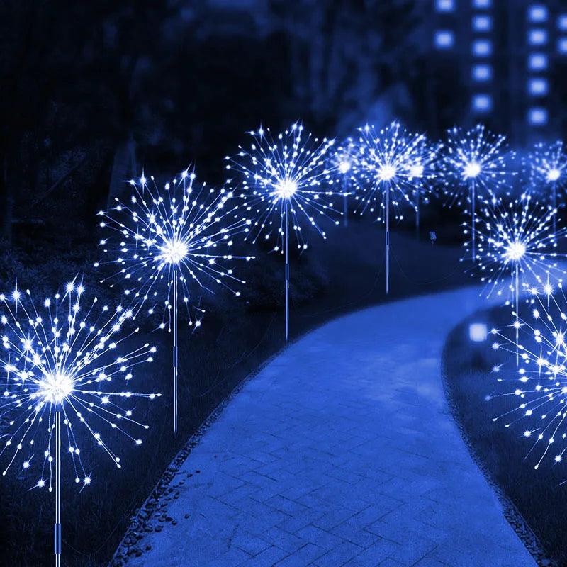 Solar LED Firework Dandelion Garden Stake Light IP68 Waterproof Stainless Steel ABS Colorful Outdoor Lawn Landscape Decor