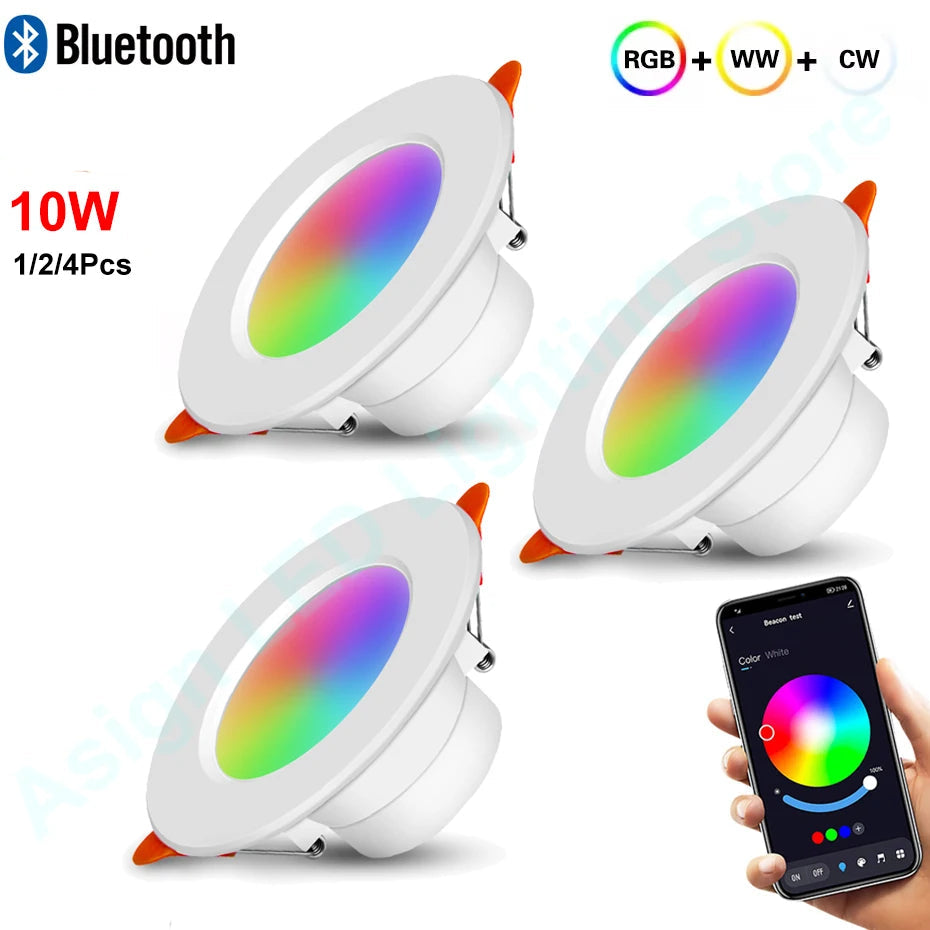 Tuya Bluetooth Smart LED Downlight 10W RGB CCT 2700K-6500K Dimmable App Control 75mm