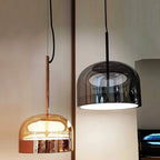 Modern Glass Pendant Light Smoky Gray Gold Knob Dimmable AC 90-260V Dining Room Bedroom