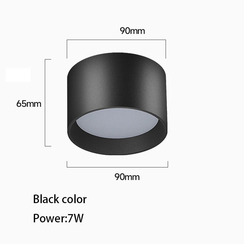 LED Surface Mounted Downlight 7W 10W Aluminum No Cut Hole Required AC 90-260V 90mm x 65mm Living Room Bedroom White Black