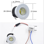 Mini Dimmable LED Recessed Downlight 3W 60-Degree IP44 D37mm 30mm Cutout 110-220V