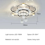 Modern Oval LED Pendant Chandelier Iron Acrylic Black Gold White Dimmable Remote AC 85-265V