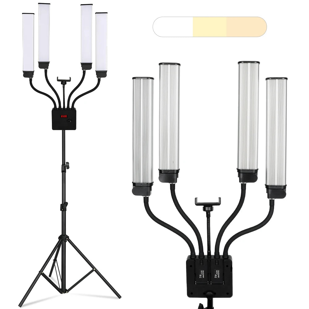 80W LED Beauty Ring Light 448 LEDs 3000-6500K Bi-Color Dimmable Gooseneck Tripod USB Remote