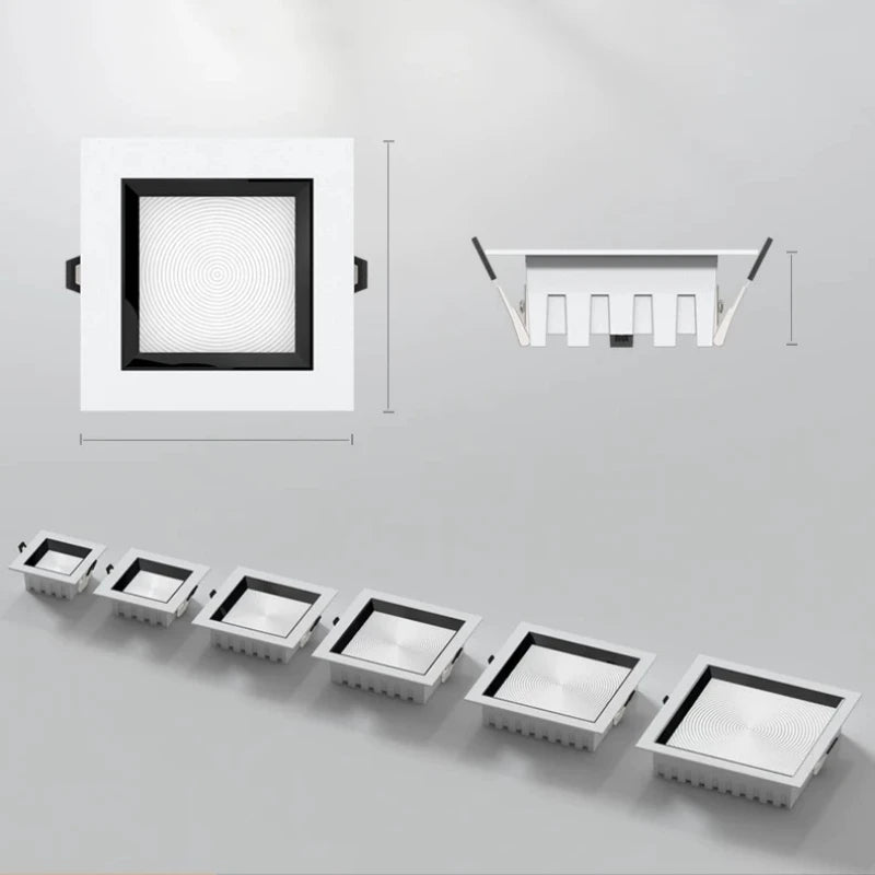Dimmable Square LED Panel Downlight 9W 12W 18W 24W 36W Epistar 180° 100lm/W AC 110-240V
