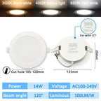 3-CCT LED Recessed Downlight 3000K 4000K 6500K Dial Switch AC 110-240V 1-10 Pack