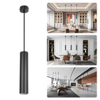 Modern Aluminum LED Pendant Light 10W 15W Long Tube 6x16cm 6x30cm AC 110-265V Black