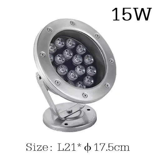 IP68 LED Underwater Pool Light 3W-24W DC 24V 180° RGB Remote Stainless Steel Tempered Glass