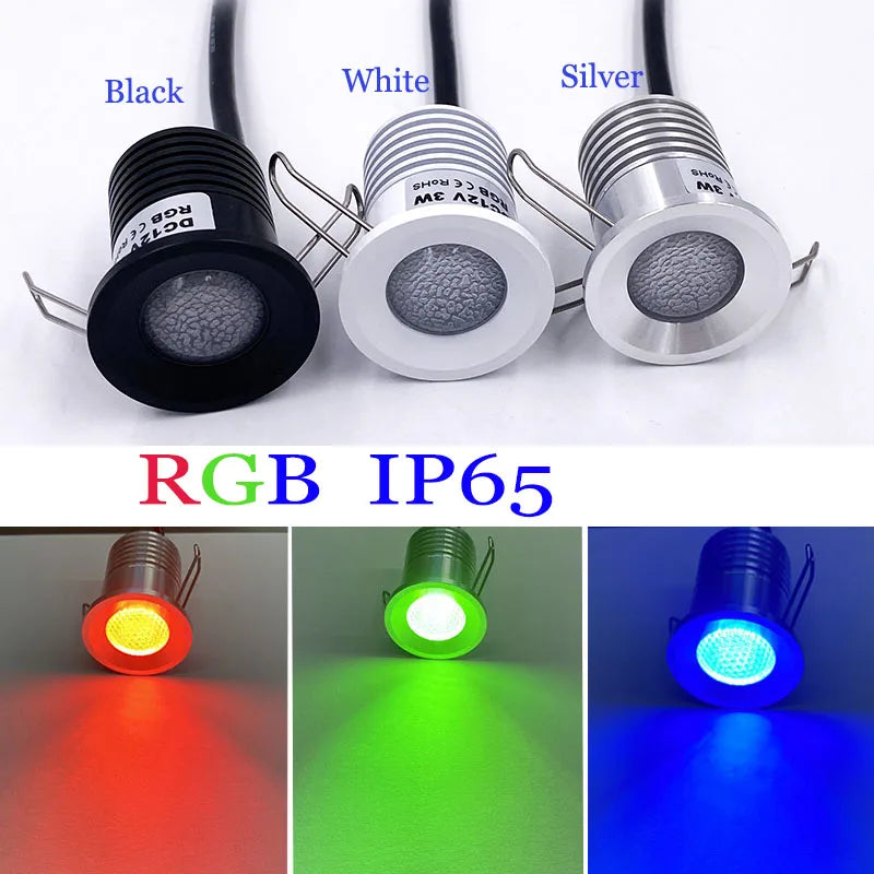 3W DC 12V Mini LED Recessed Spotlight IP65 PWM Dimmable 30° RGB RGBW WW NW CW 28mm Cutout