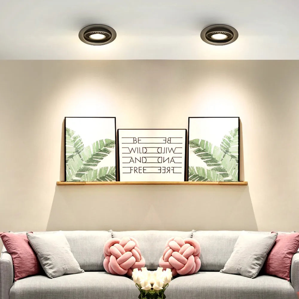 Dimmable COB LED Recessed Downlight 360 Degree Rotating 5W 7W 9W 12W Aluminum Knob Switch AC 85-265V Indoor Ceiling Spot