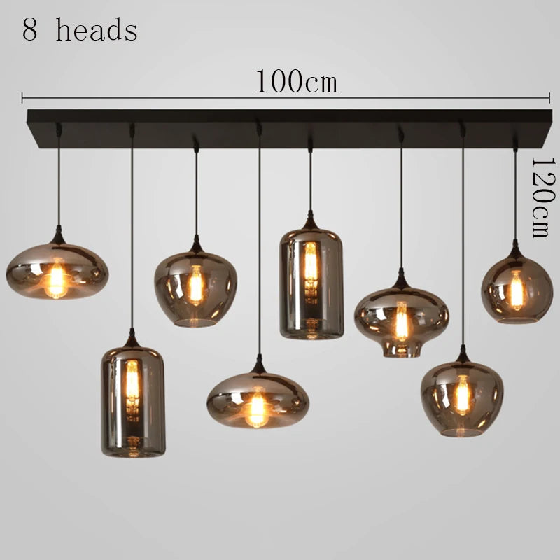 Modern Multi-Head Glass Pendant Chandelier 3 6 8 10 12 Heads 21-114W Dimmable AC 90-265V
