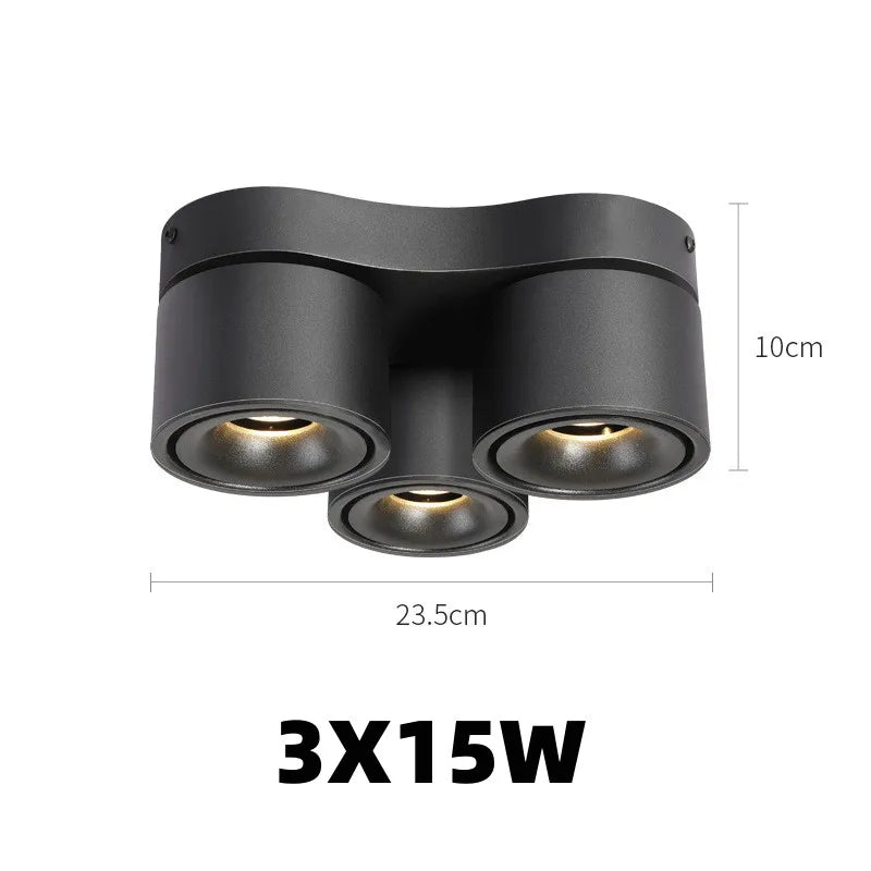 Foldable 360° Rotatable Dimmable COB LED Surface Downlight 7W-16W Double-Head to 32W Black