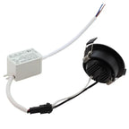 3W LED Recessed Downlight D52mm 41mm Cutout 45° 180lm AC 85-265V Black Aluminum 3-Color