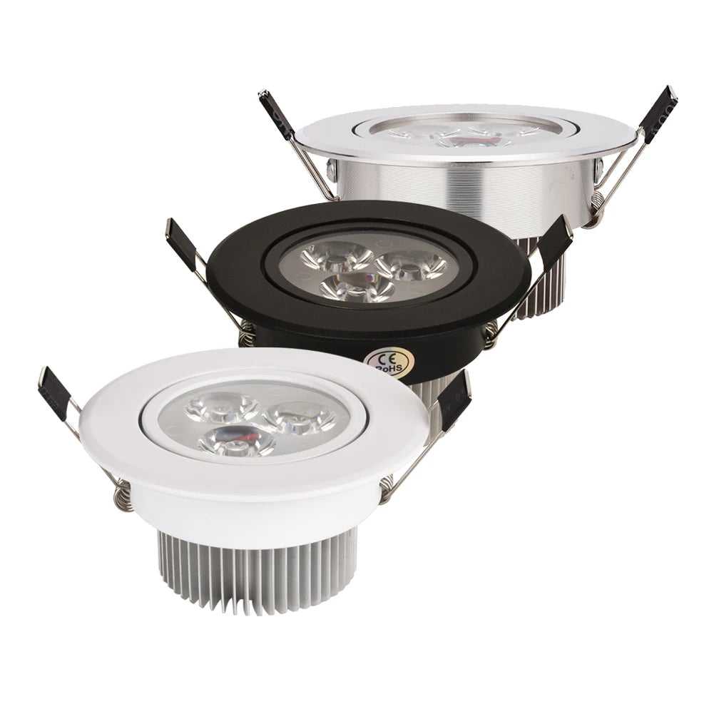 Multi-LED COB Recessed Downlight 9W-21W 30° Dimmable AC 110-220V White Black Silver 68-98mm