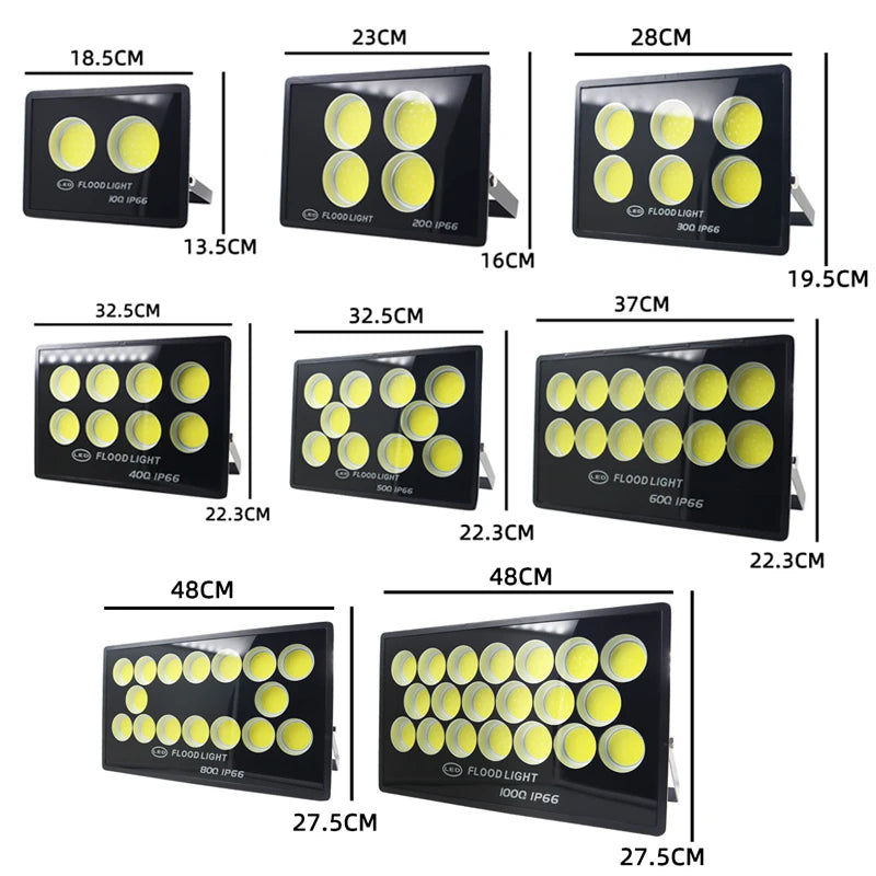 IP66 LED Flood Light 100W 200W 300W 400W 500W AC 110-240V Outdoor Wall Street Spotlight