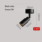 3°-60° Zoom LED Surface Mounted Spotlight Adjustable Beam Aluminum AC 90-260V 3-5m²