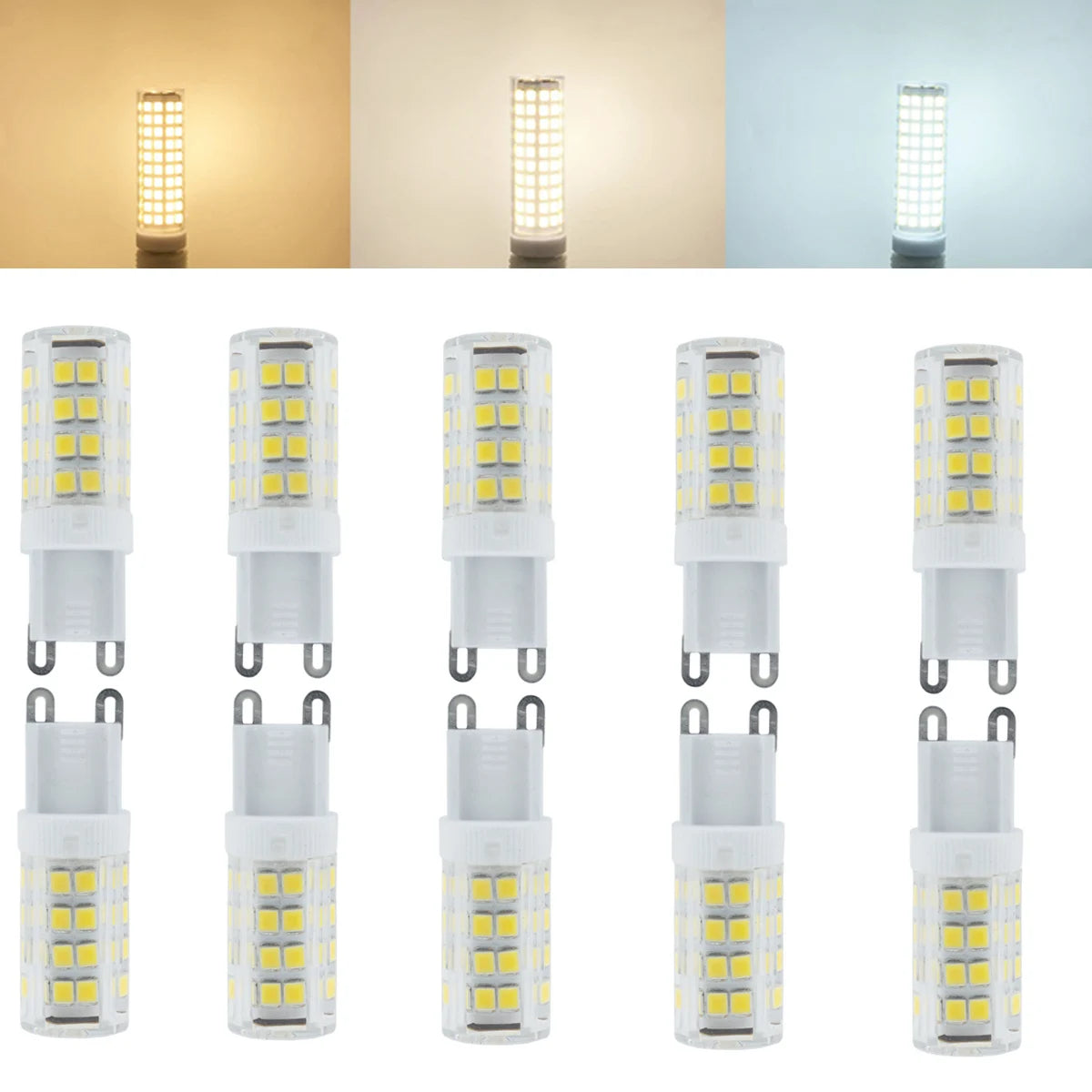 10-Pack G9 Ceramic LED Corn Bulb 7W-24W SMD2835 500-1500lm CRI 80+ 360° AC 110-220V