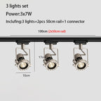 Industrial LED Track Light Set 3-4 Lights Brushed Nickel Aluminum AC 110-240V 5-Year Warranty