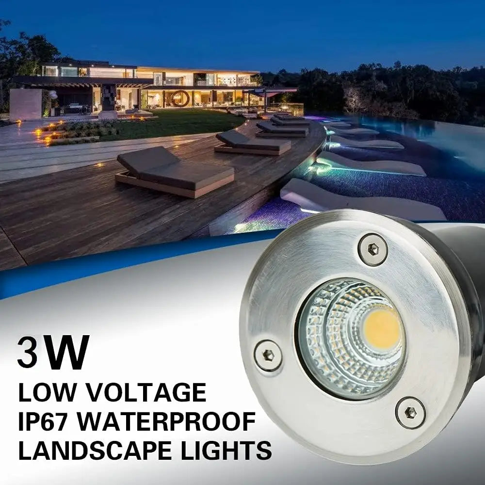 6-12 Pack 3W DC 12V 24V IP67 LED Low Voltage Landscape Light In-Ground Yard Driveway Step
