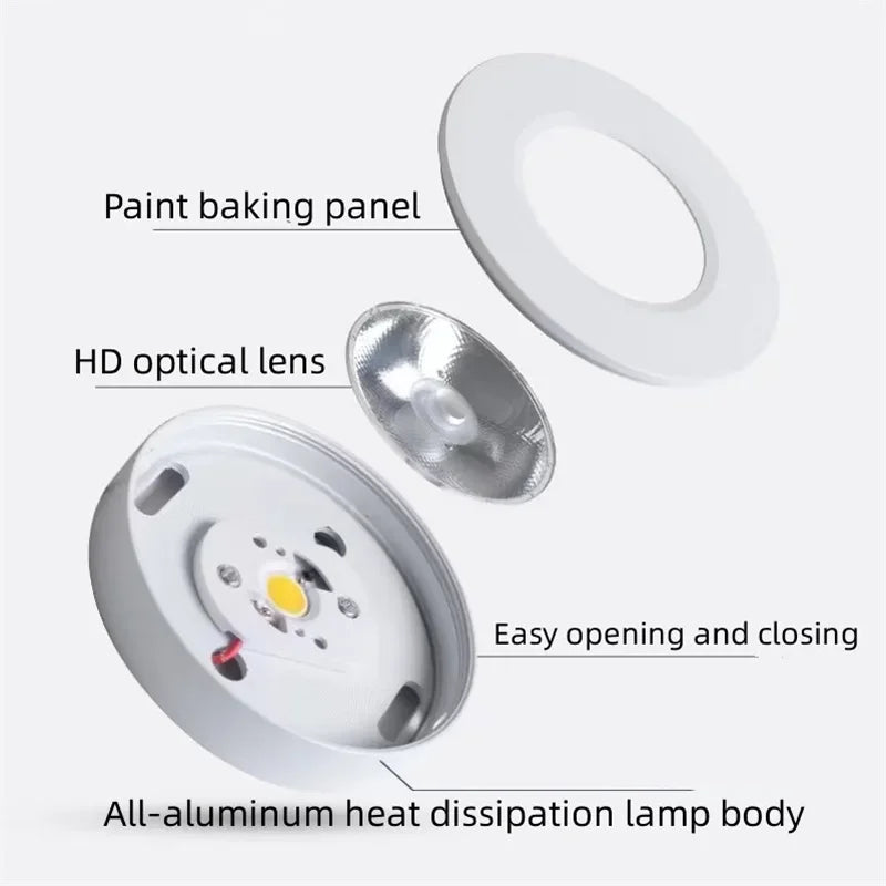 Ultra Thin Surface Mounted LED Downlight 7W 9W 12W 15W 18W 20W Polished Aluminum Knob Switch AC 90-260V Indoor Ceiling Light