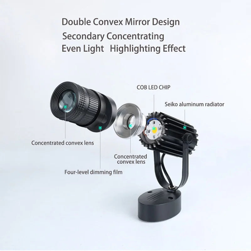 COB LED Track Spotlight 15-20° 90-100lm/W 3-CCT Touch Dimmable AC 85-265V L180mm Surface Mount
