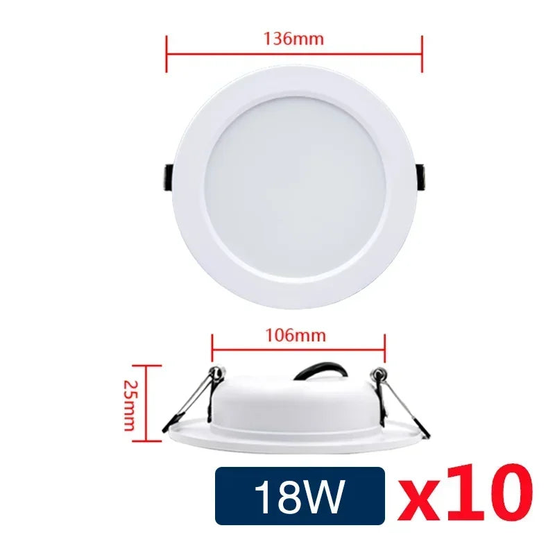 10-Pack LED Recessed Downlight 5W 9W 12W 15W 18W Epistar DC12V DC24V AC110-240V 120°