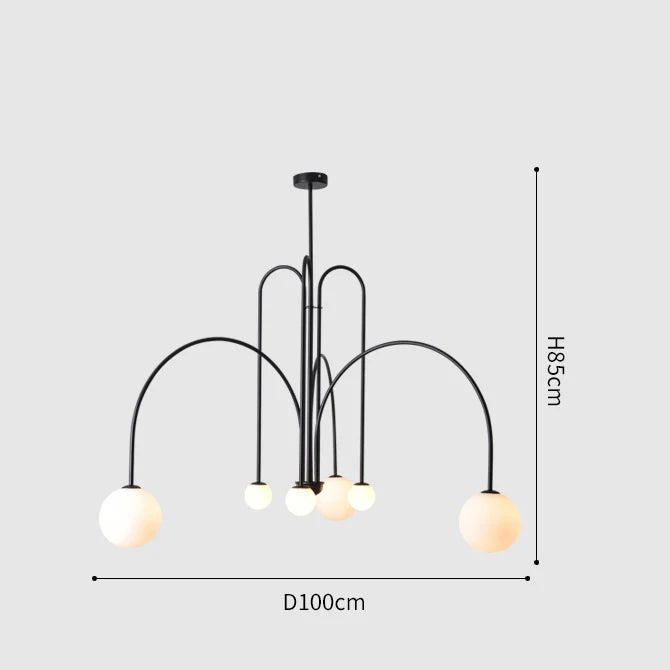 Nordic Minimalist G9 Pendant Chandelier Iron Frosted Glass Black Gold Red 90-260V