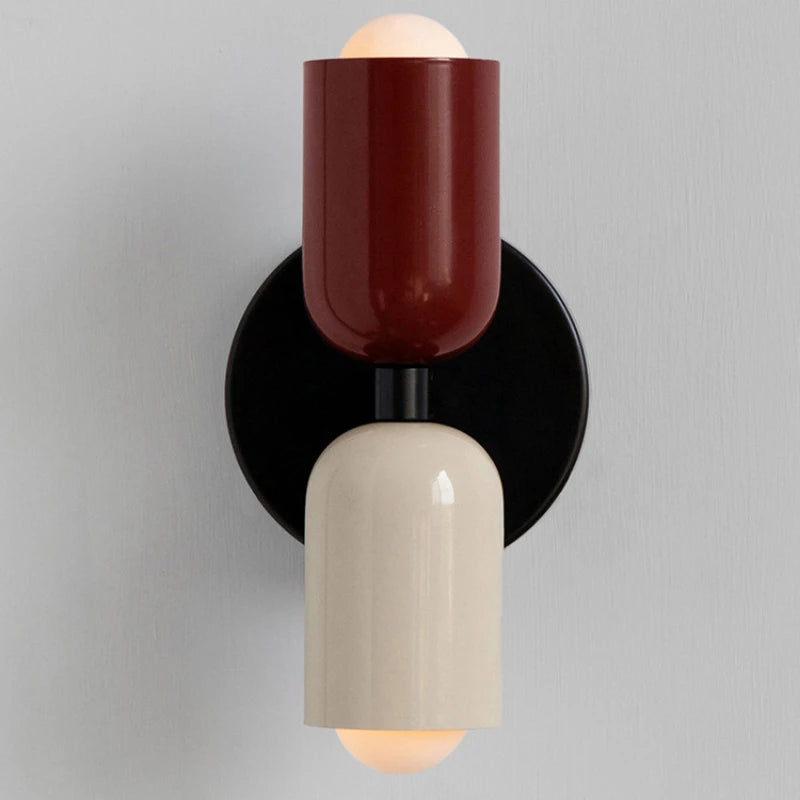 Nordic Macaron LED Wall Lamp E26 E27 2-Light Iron Bedside Sconce Bedroom Living Room